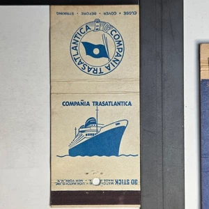 Compañia Trasatlantica Ship Design Vintage Mid-Century Matchbook - Picture 1 of 3