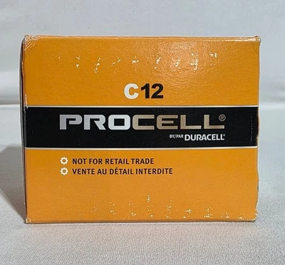 Procell C12 Alkaline Batteries by Duracell 1.5V Box of 12 – New Open Box - Image 1 of 4