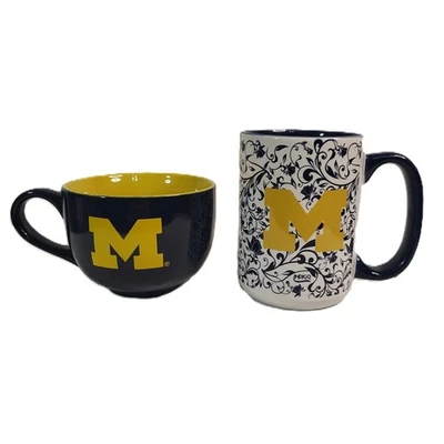 Juego de 2 tazas de café y sopa Wolverines UNIVERSIDAD DE MICHIGAN MAÍZ AZUL Foto 1 de 4