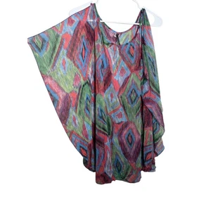 Kenneth Cole Reaction Swim Coverup Women's OS Cold Shoulder Sheer Artsy Mini - Picture 1 of 7