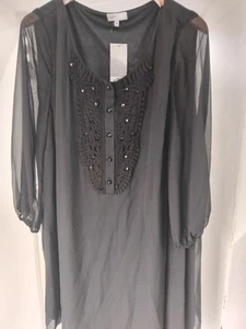 "ROGER & ROGERS" BEAUTIFUL BLACK V-NECK FIT &FLARE MIDI DRESS - SIZE 22 Bnwt - Imagen 1 de 4