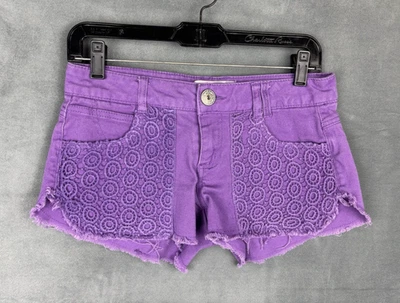 Pantalones Cortos Jolt Y2K Micro Mini Denim Talla 5 Púrpura Tiro Bajo Crochet Retro Festival Foto 1 de 4