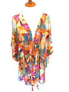 TIME AND TRU SWIM SUIT COVER-UP KIMONO  BRIGHT FLORAL SIZE L-XL  NWT - Picture 1 of 4