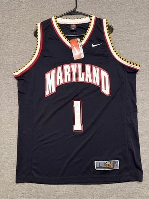 Camiseta deportiva de baloncesto para hombre Nike Elite grande NUEVA Maryland Terps #1 negra UMD Foto 1 de 4