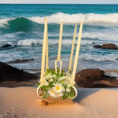 Vintage Tole Like Metal Floral Candelabra Daisy Flowers With 5 Candles 1960’s - Image 1 of 4