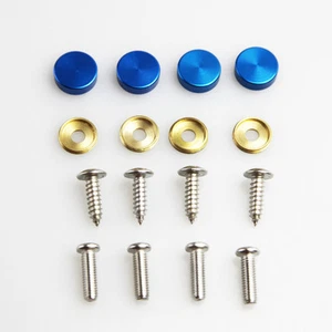 4 Aluminum Screw Cap Blue for License Plate Frame Holder Anti-Rust - Picture 1 of 12