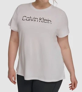 Calvin Klein Women's White Performance Logo Print T-Shirt Plus Size 3X - Picture 1 of 1