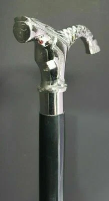 Bastone da passeggio testa ottone manico sirena argento nautico asta in legno... - Immagine 1 di 4