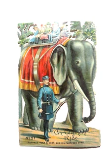 Beautiful R. Tuck Victorian Die Cut Elephant Ride Scrap - Picture 1 of 6