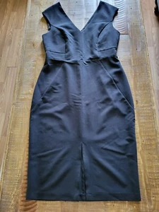 NEXT Size 12 Perfect Black Stretch Sheath Dress Sleeveless Knee Length Career - Picture 1 of 9