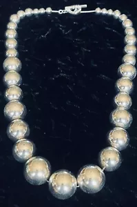 "Ralphlauren abgestufte silberfarbene Rundungen auf Kette SIGNIERT 17"" - Bild 1 von 9
