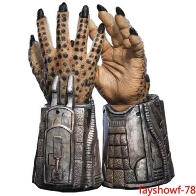 Predator Mask Gloves Halloween Cosplay Props Headgear Helmet Adult Latex Costume - Image 1 of 4
