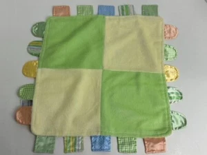 Mini manta de seguridad para bebé Carters Child Of Mine amarillo verde satinado etiquetas Blankie - Imagen 1 de 8
