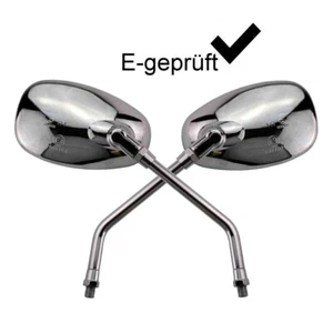 Motorrad Spiegel Paar in Chrom Seitenspiegel Set mit M10 Rechtsgewinde Roller - Bild 1 von 1