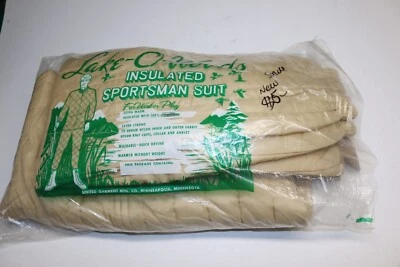 RARE pre-1960's Lake-O-Woods insulated sportsman hunting suit NEW w/BAG size S - Image 1 of 4