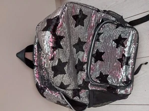 girls rucksack black and silver sequin star new without tags - Picture 1 of 3