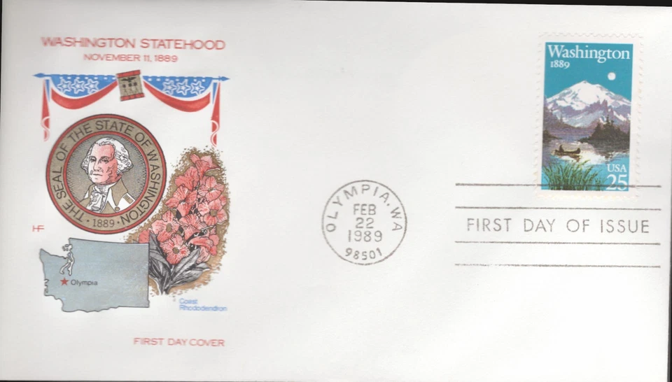 1989 FDC - Scott# 2404 - Washington Statehood - Farnam Cachet - Image 1 of 1