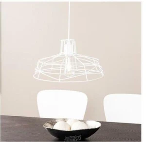 Olena 1-Light White Wire Cage Pendant Lamp Southern Enterprises - Picture 1 of 3
