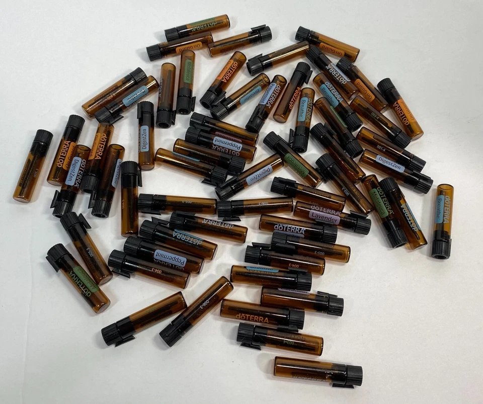 60 frascos de muestra de aceites esenciales vacíos doTerra de 0,5 ml, trío de muestras individuales y mezclas Foto 1 de 1