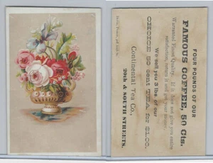 K Card, Continental Tea, 1890's, Flowers In Vase - Picture 1 of 1
