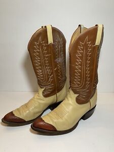 Vintage Tony Lama Cowboy Boots Bone Lizard Wingtip Style 6216  Men's Sz 9 D