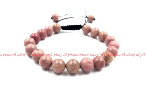 VALENTINO Charming Bracciale Elasticizzato 6 8 10mm Rosa Rodonite Rotondo Pietre Preziose 7 5''