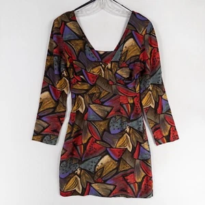 Vestido La Belle XS Multicolor Estampado Abstracto Años 90 Bodycon Artístico Audaz Colorido De Colección - Imagen 1 de 7