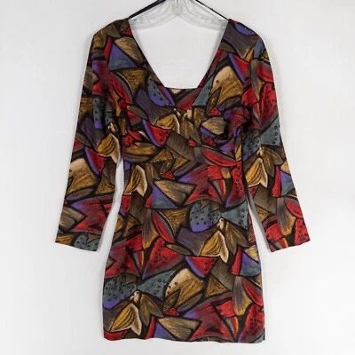 Vestido La Belle XS Multicolor Estampado Abstracto Años 90 Bodycon Artístico Audaz Colorido De Colección Foto 1 de 4
