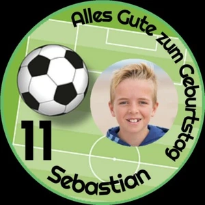 Tortenaufleger essbar Fondant rund 20cm durchmesser Geburtstag Fußball Jungs - Bild 1 von 2