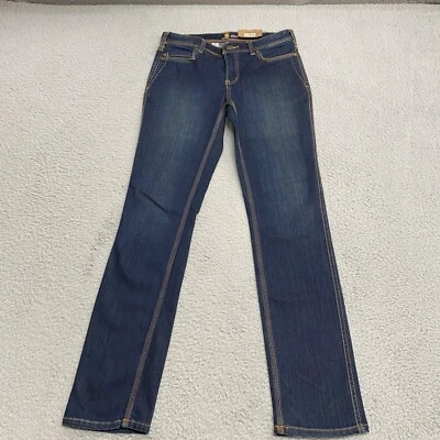 Pantalones de mezclilla Carhartt para mujer 4 azul oscuro lavado tiro bajo resistentes flexibles rectos calce ajustado 32" Foto 1 de 4