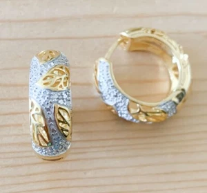 GORGEOUS GENUINE DIAMOND & DIAMOND ACCENTED HOOP EARRINGS NEW!! - Picture 1 of 3