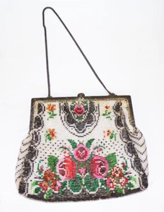 Alte Handtasche Strassperlen Abendtasche Rosen Vintage 1910 er - Bild 1 von 9