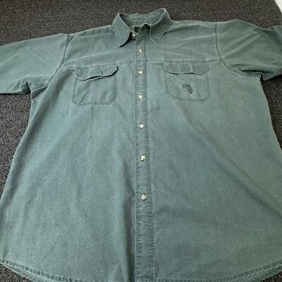 Camisa de pesca profesional Red Head Bass bordada manga corta verde XXL vintage para hombre Foto 1 de 4