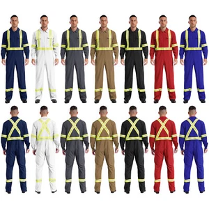 Men's Coverall Unisex Jumpsuit Outside Bodysuit Reflective Overalls Heavy Work - Picture 1 of 88