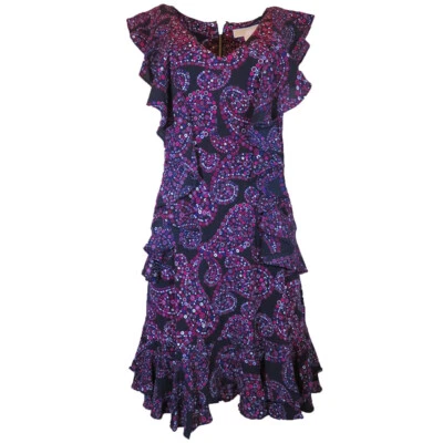 Michael Kors Paisley Print Jersey Cascade Ruffle Dress, Size-M - Image 1 of 4