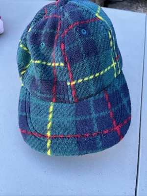 Vtg London Fog Fleece Cap All Over Plaid Hike Outdoor Ski Winter Baseball Hat - Image 1 of 4