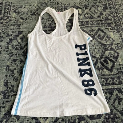 Camiseta sin mangas blanca Y2K Victoria’s Secret rosa azul a rayas Foto 1 de 4