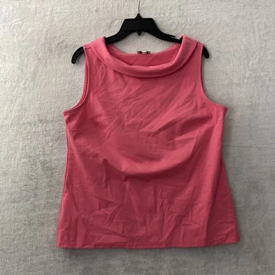 Blusa Top Mujer Talbots Rosa Sólida Grande Mezcla Algodón Sin Mangas Cuello Redondo Foto 1 de 4