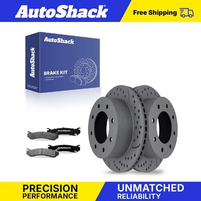 Rear Drilled Slotted Brake Rotors Ceramic Pads for 2001-2010 GMC Sierra 2500 HD - Image 1 of 4