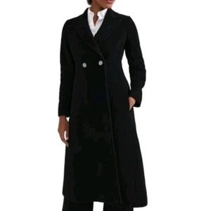 Vintage Pauline Trigère langer schwarzer Wollmantel 36R kultiger Designer gebraucht, in einwandfreiem Zustand - Bild 1 von 9