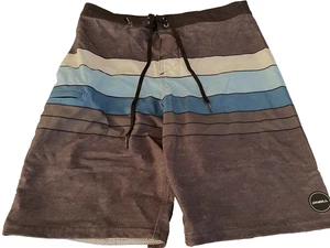 O'Neill Hyperfreak Mens Board Shorts Swim Black w/Blue Stripe Drawstring Sz 28 - Picture 1 of 12