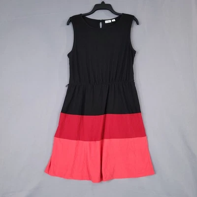Cato Women’s Colorblock Sleeveless Dress Large Black Red Coral - Image 1 of 4