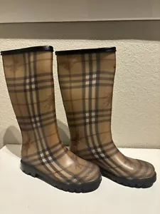 Stivali Burberry 37 Haymarket alti pioggia gomma classici Nova Check 4 UK Italia - Foto 1 di 6