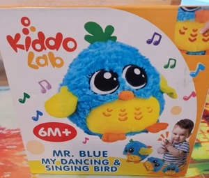 Juguetes para bebés de 6-12 meses en adelante - 'Mr. Pájaro bailarín y cantor azul - sonido y tacto A - Imagen 1 de 2