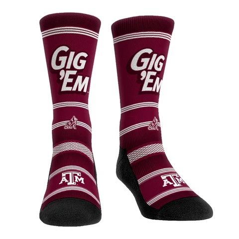 NEW! Rock Em Socks Texas A&M Aggies Gig 'Em Crew Socks Cover