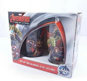 Marvel Avengers and Villains Age of Ultron Drinking Glass Cup, 2-Pack 16 oz - Foto 1 di 10