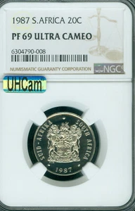 1987 SOUTH AFRICA 20 CENTS NGC PF69 MAC UHCAM & SPOTLESS . - Picture 1 of 2
