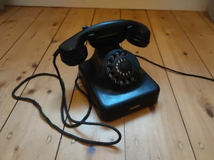 W48 m T Telefon KRONE analoger Fernsprecher vintage Bakelit schwarz - Bild 1 von 8
