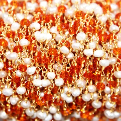 Carnelian & Freshwater Pearl Bead Strand, 24K Gold, Healing Crystal Chain, Aries - Изображение 1 из 2