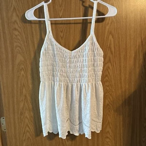 Urban Romantics Women’s Spaghetti Strap OffWhite Blouse Lacey Semi Sheer XL - Picture 1 of 3